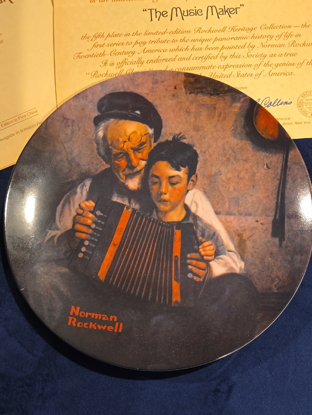 Norman Rockwell Plate Featuring "The Music Maker", 1981 with COA